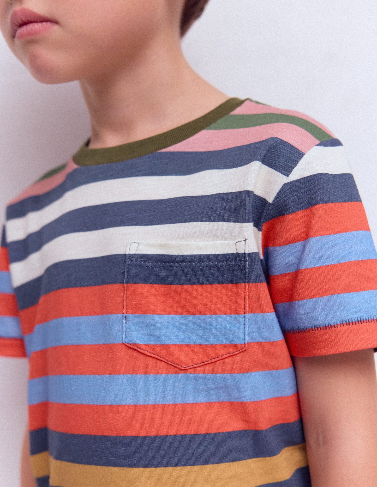 Everyday Short Sleeve T-Shirt-Navy, Red and Blue Multistripe