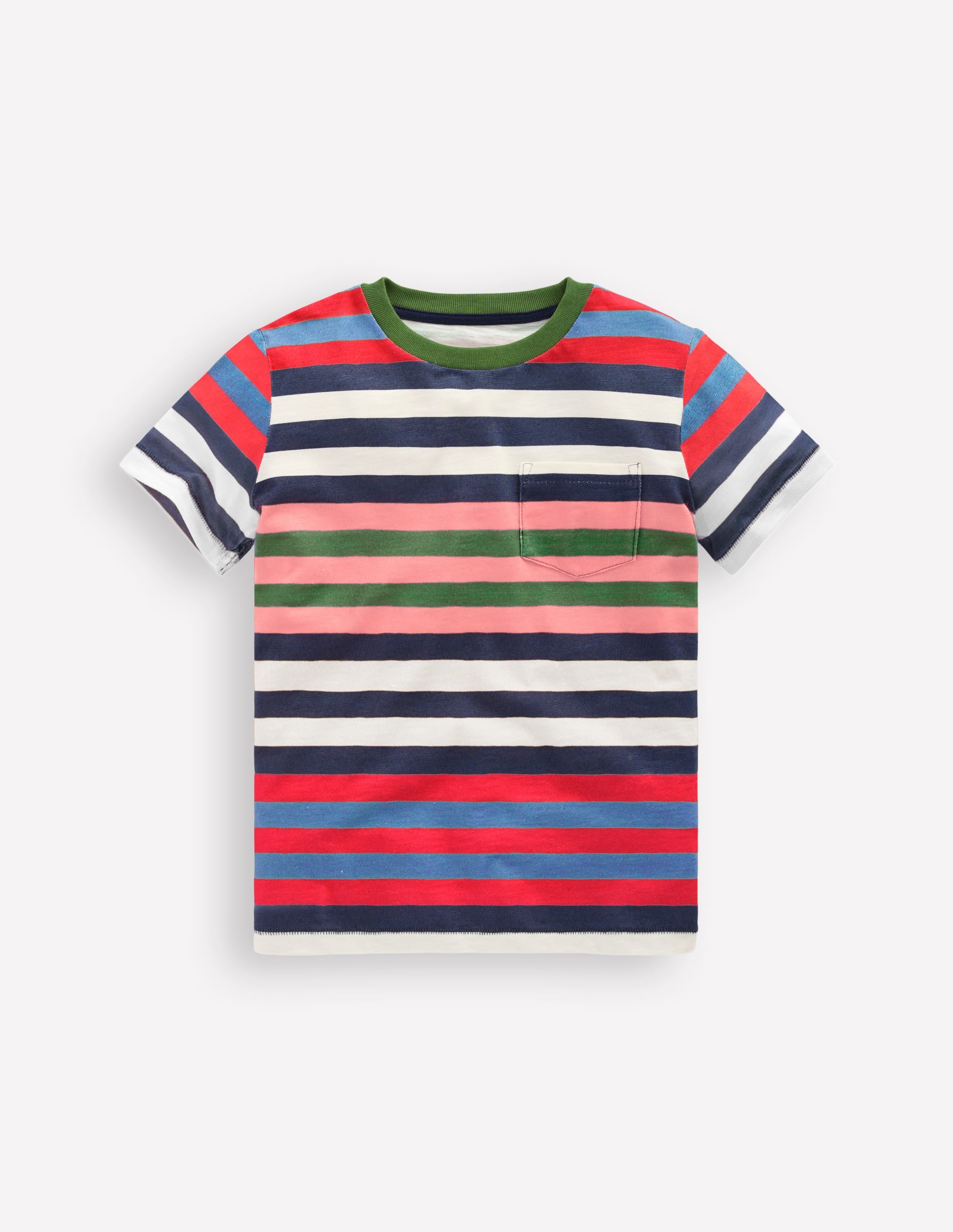 Everyday Short Sleeve T-Shirt-Navy, Red and Blue Multistripe - Image 1