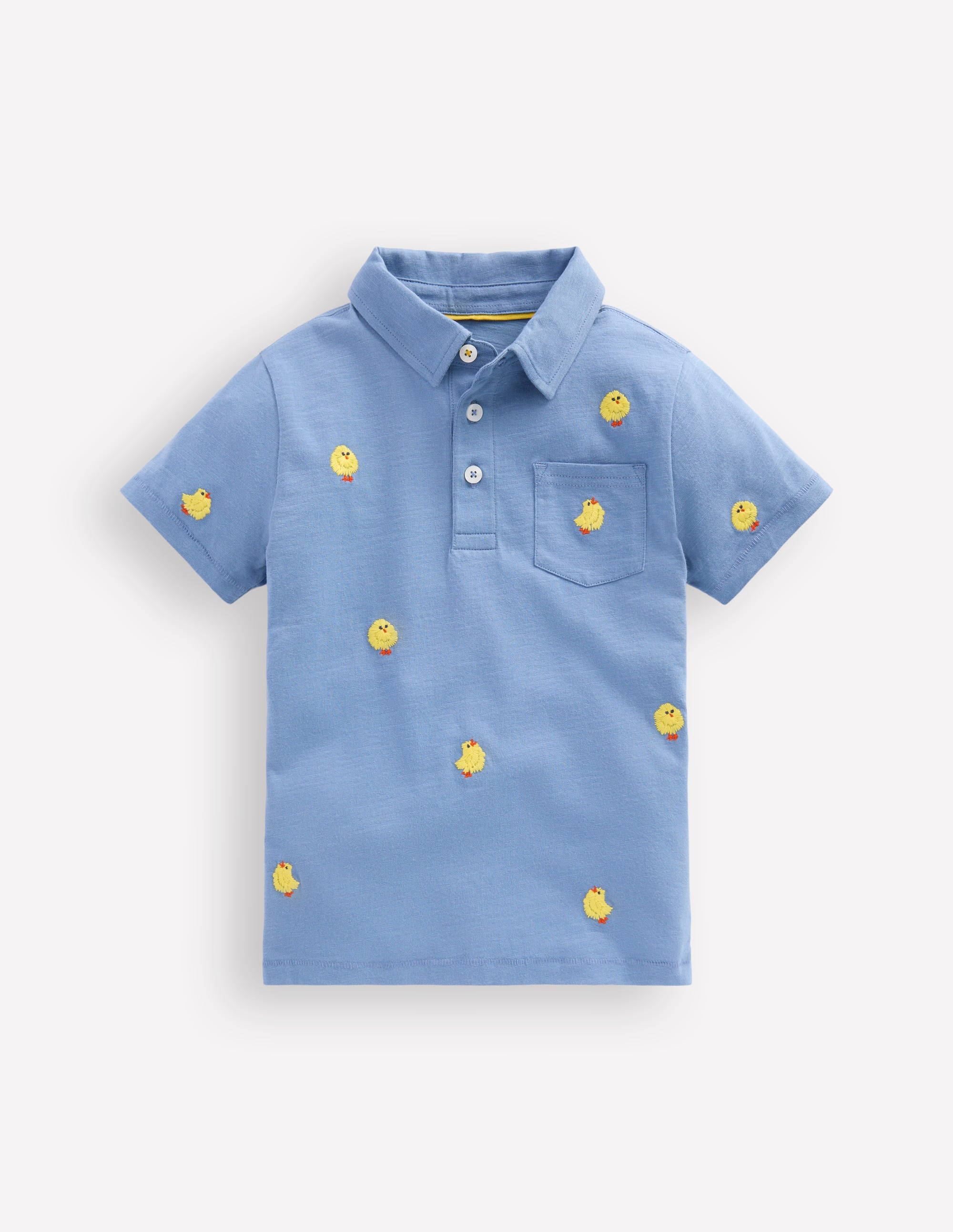 Embroidered Slub Polo Shirt-Chicks - Image 1