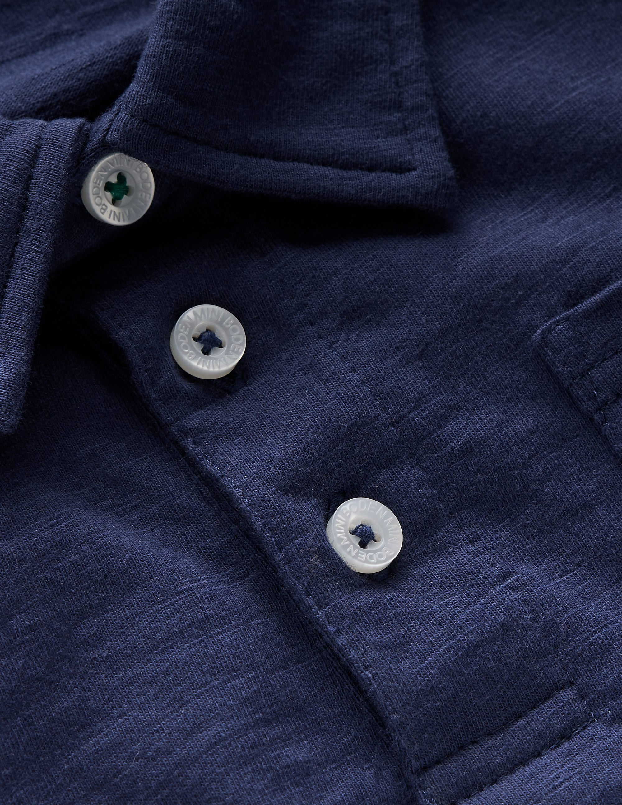 Slub Polo Shirt-Blue Marl - Image 4