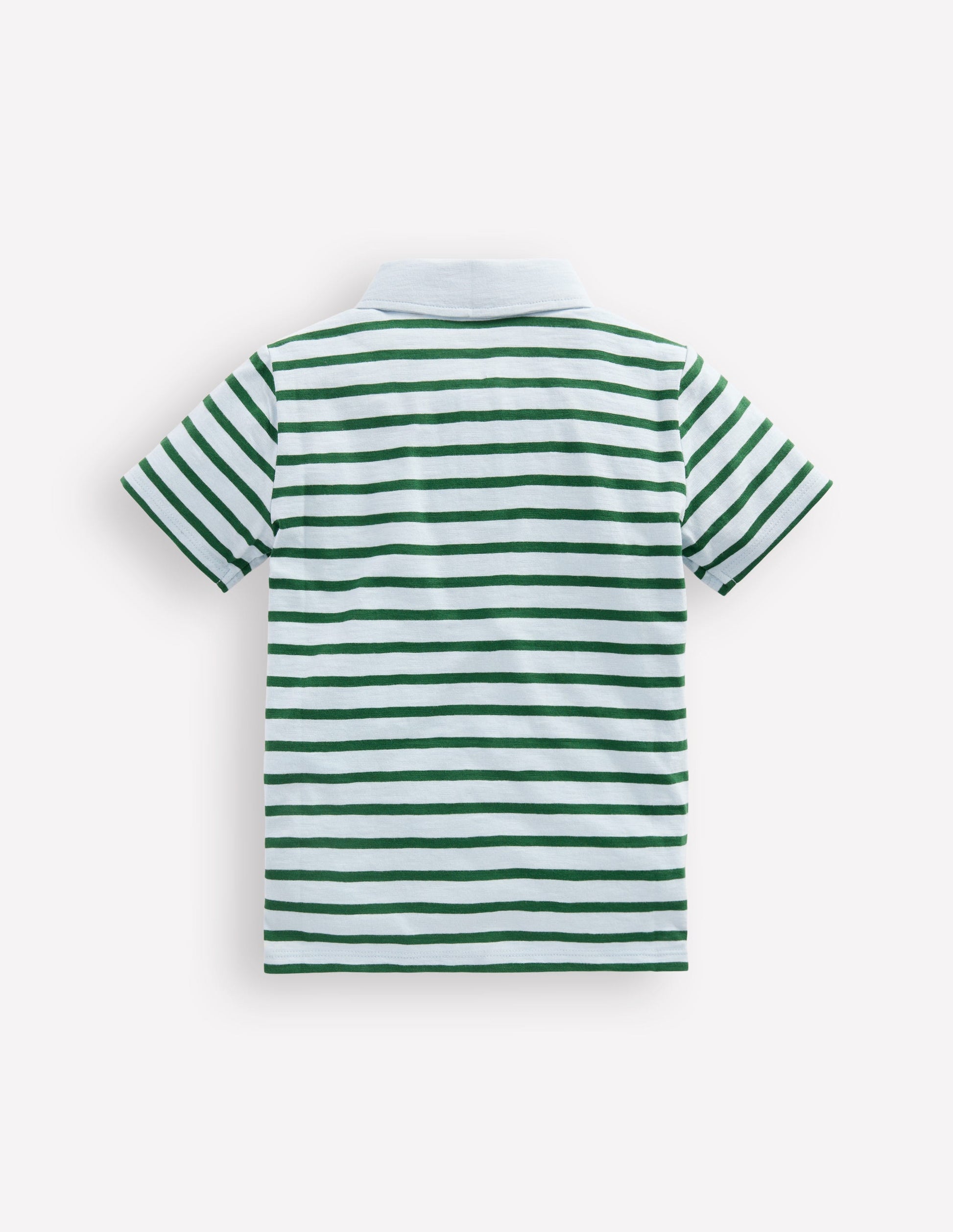 Slub Polo Shirt-Misty Blue/ Pine Green-5