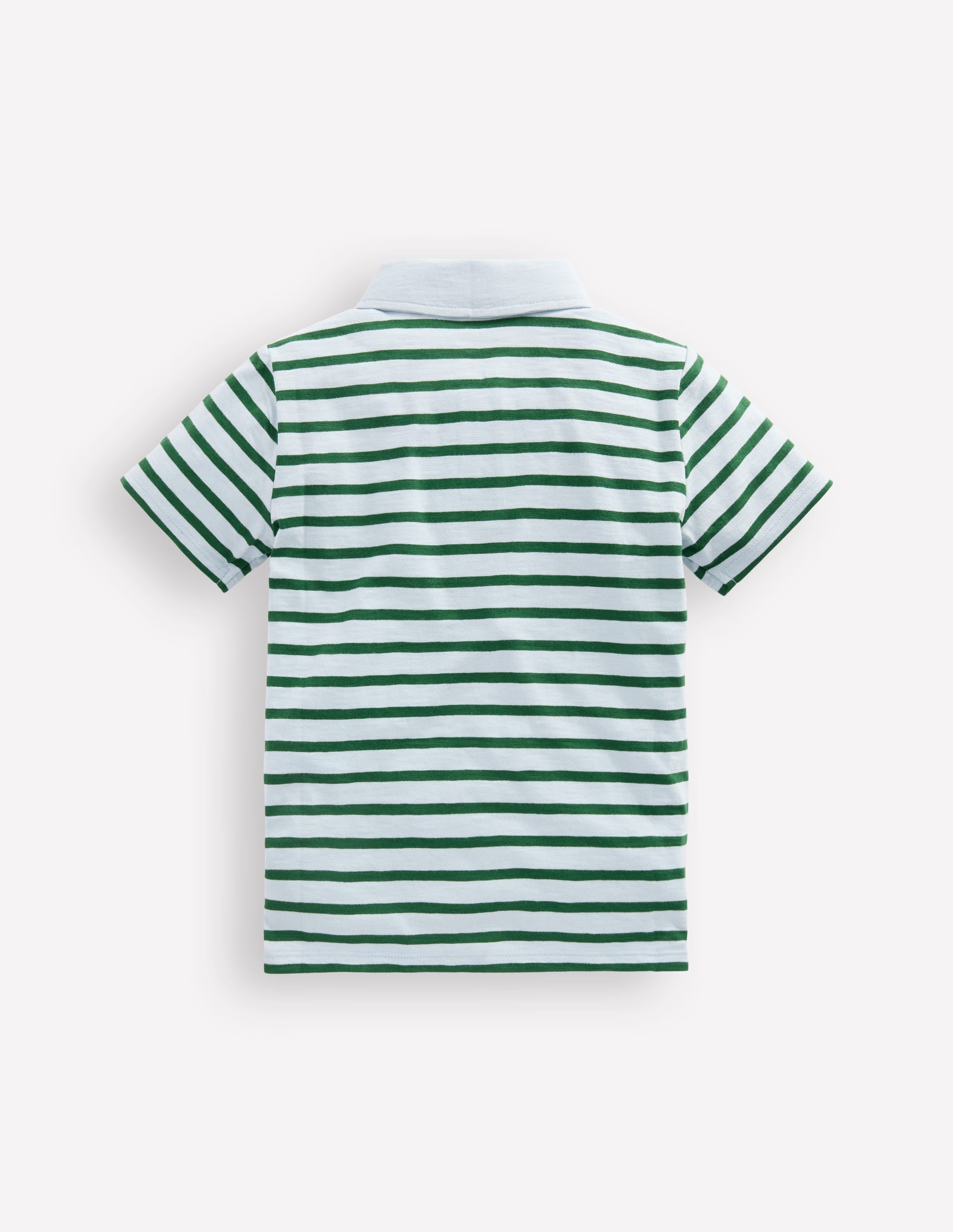 Slub Polo Shirt-Misty Blue/ Pine Green - Image 5