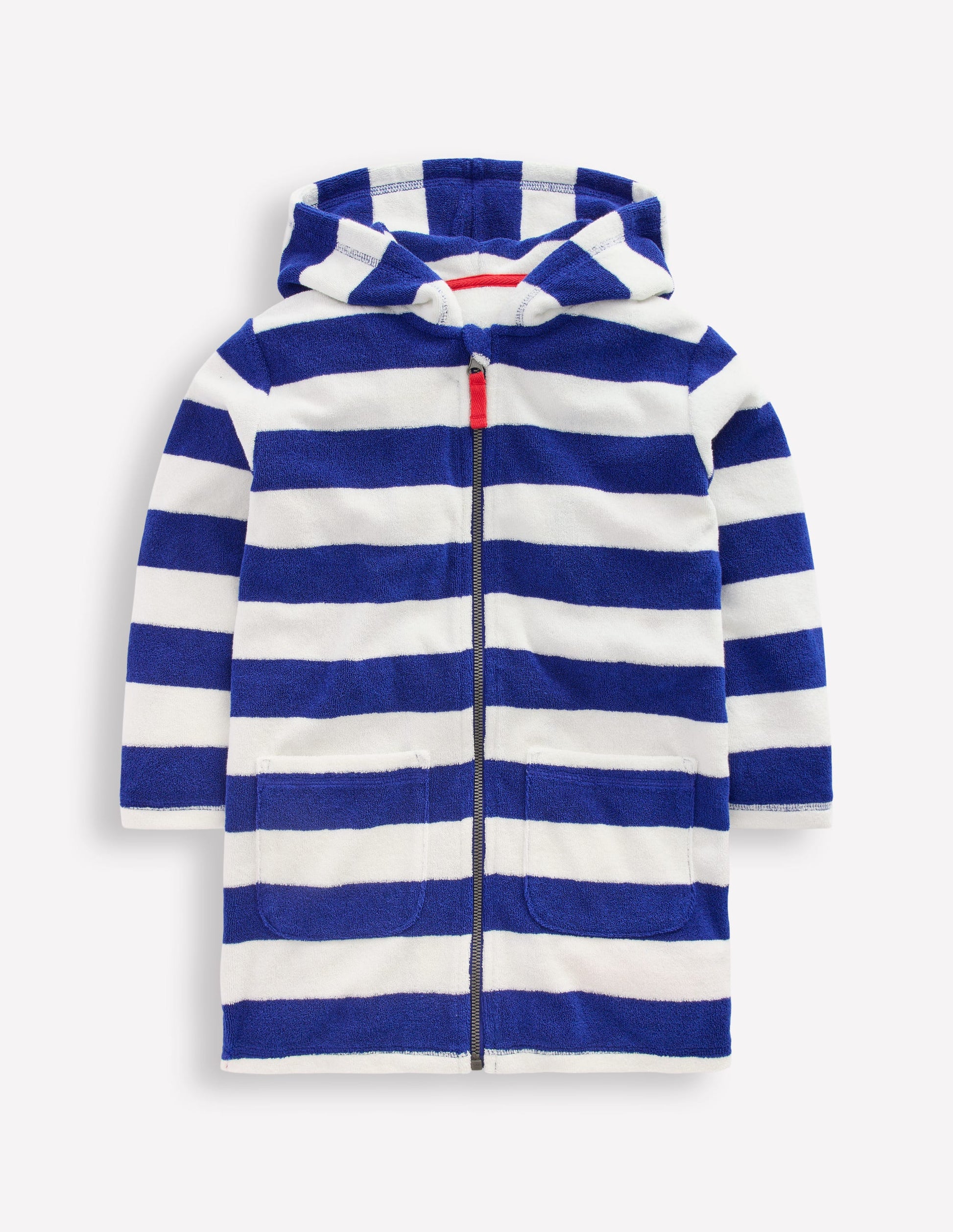 Towelling Zip-Up Throw-On-Sapphire Blue Stripe-1
