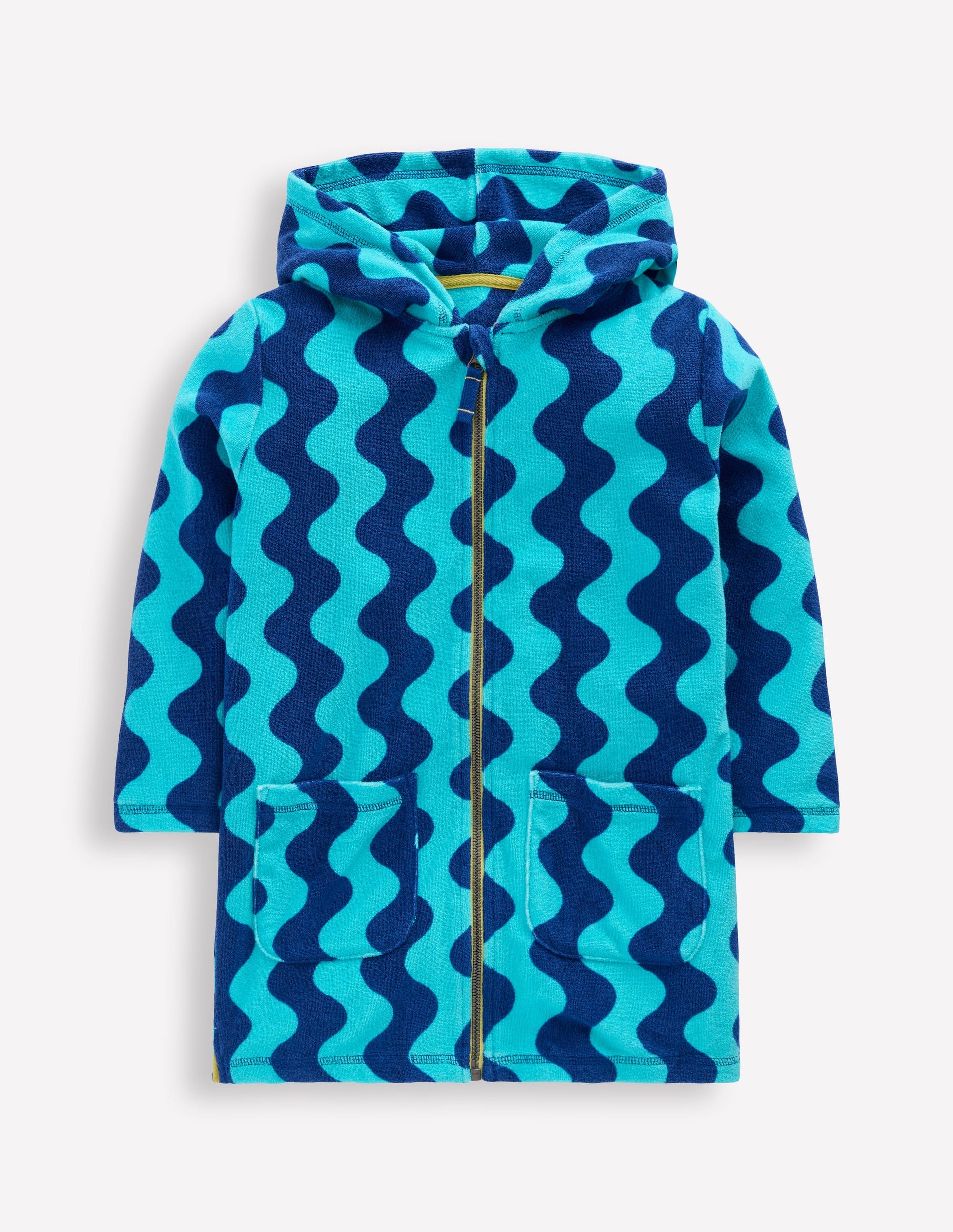 Towelling Zip-Up Throw-On-Blue Waves-1
