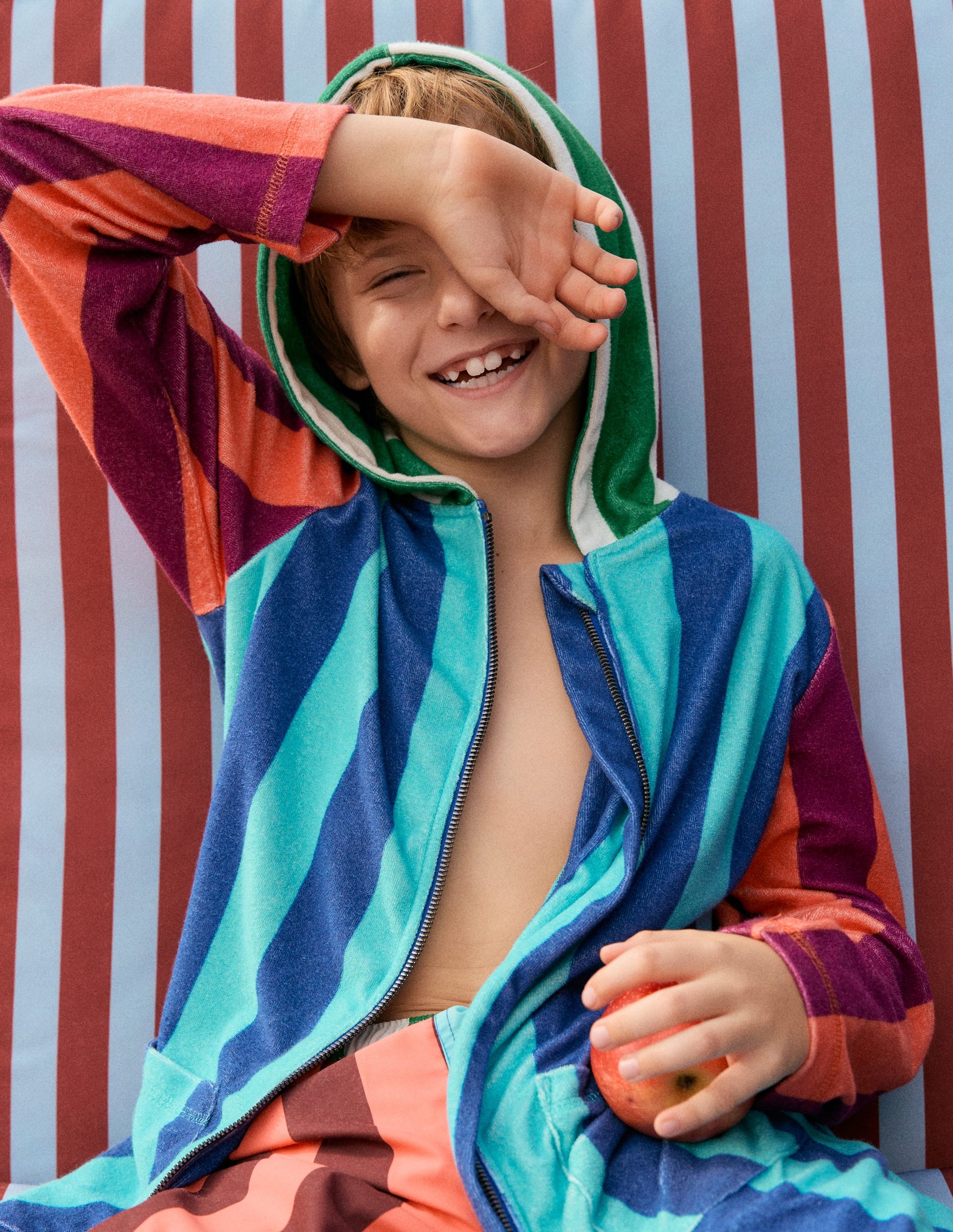Towelling Zip-Up Throw-On-Hotch Stripe | Boden UK Towelling Zip-Up Throw-On-Hotch Stripe | Boden UK