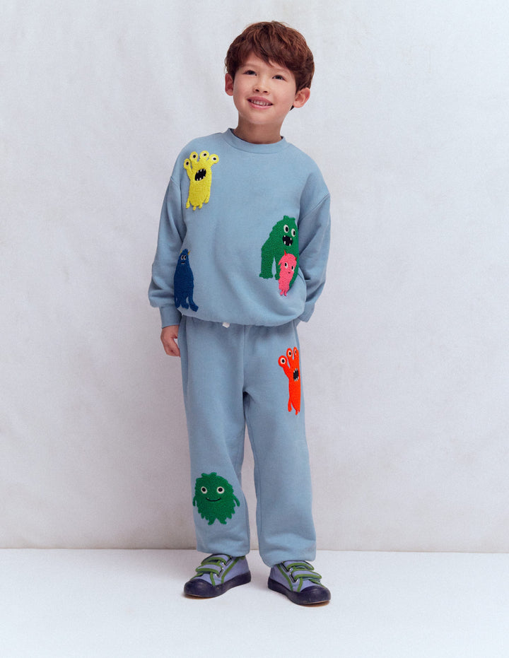 Fun Joggers-French Blue Monster Applique