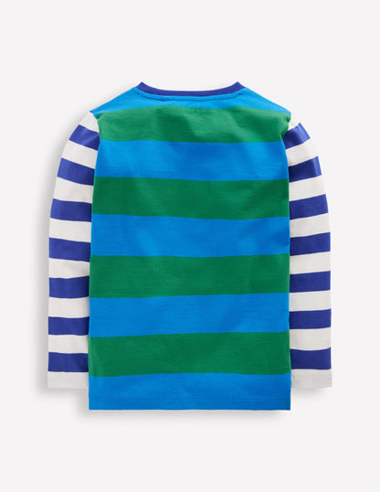 Long Sleeve Hotchpotch T-shirt-Blue/Green/Orange-2