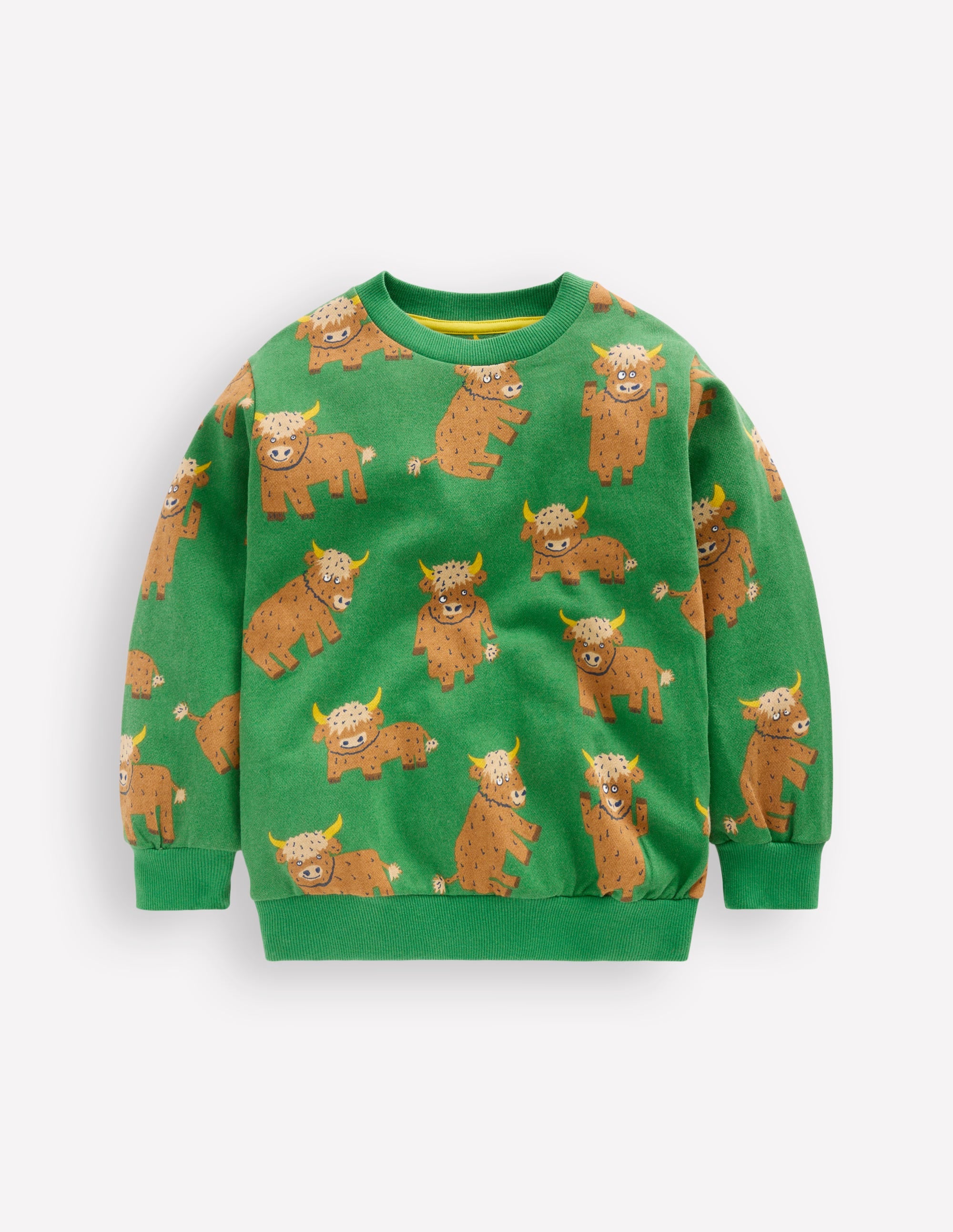 Everyday Printed Sweatshirt-Green Highland Cows - Image 1