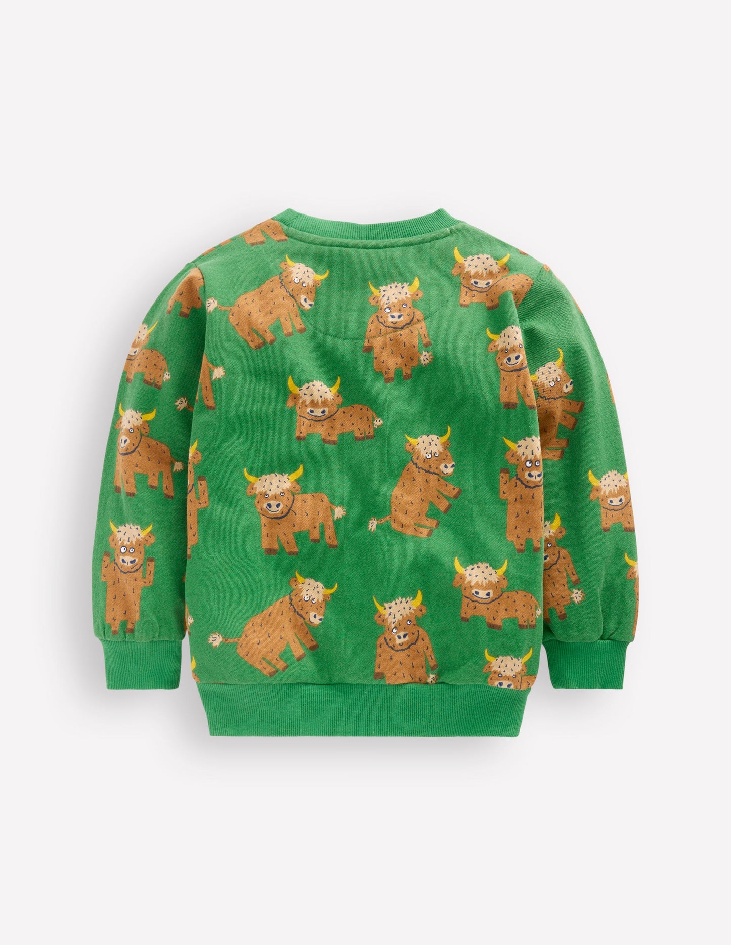 Everyday Printed Sweatshirt-Green Highland Cows