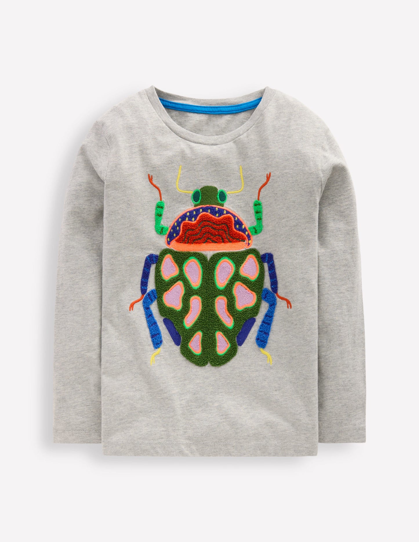 Long Sleeve Appliqué T-shirt-Grey insect