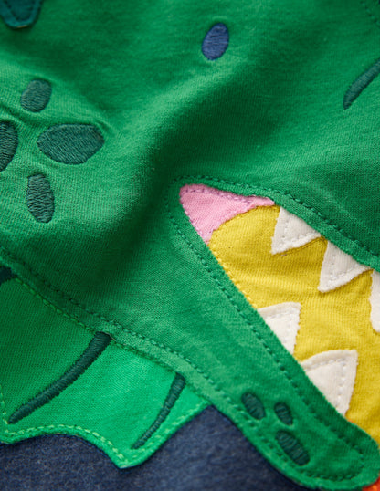 Fun Appliqué T-shirt-Blue Marl Dragon Fire-3