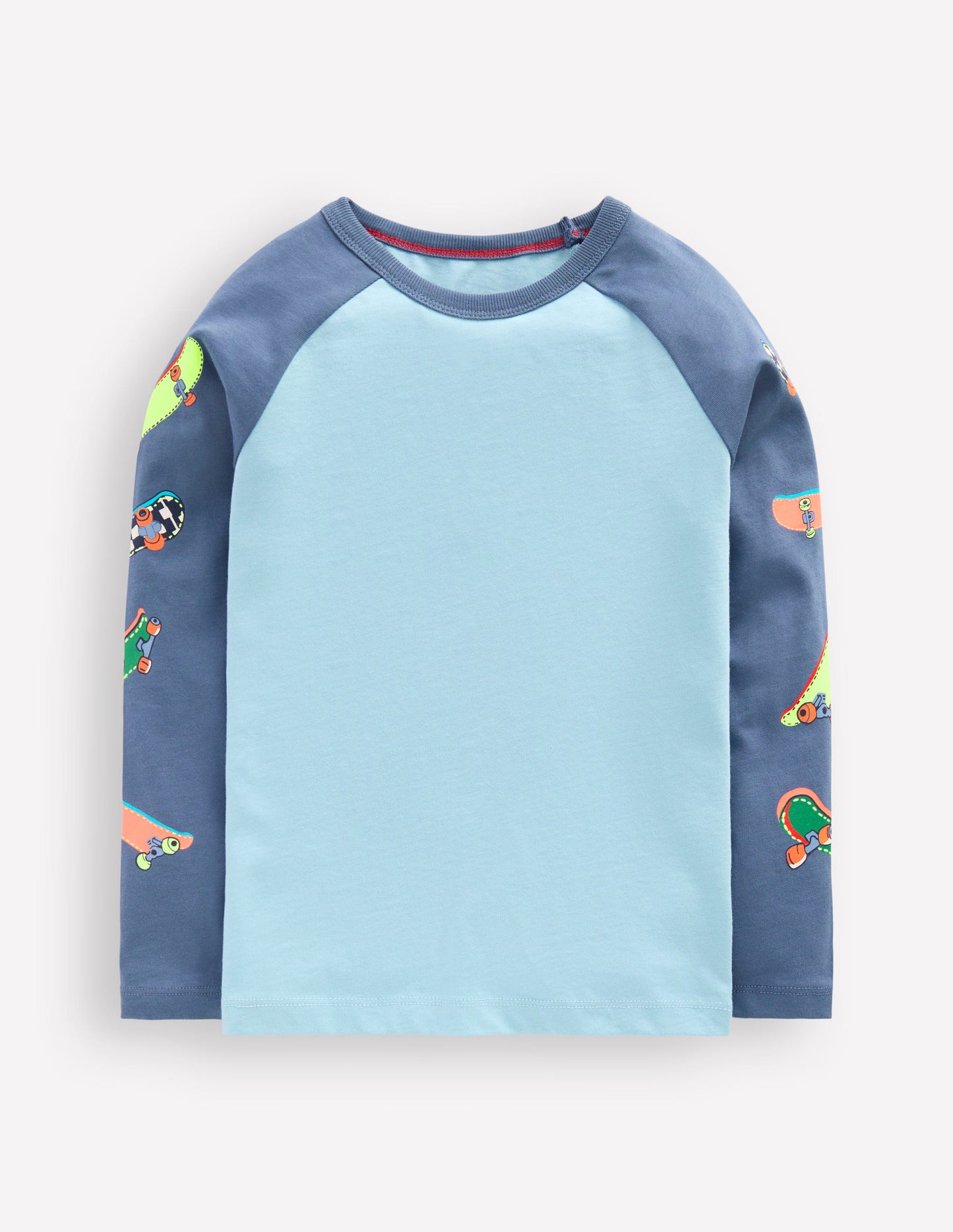 Printed Sleeve Raglan T-shirt-Blue Weekend Skateboards
