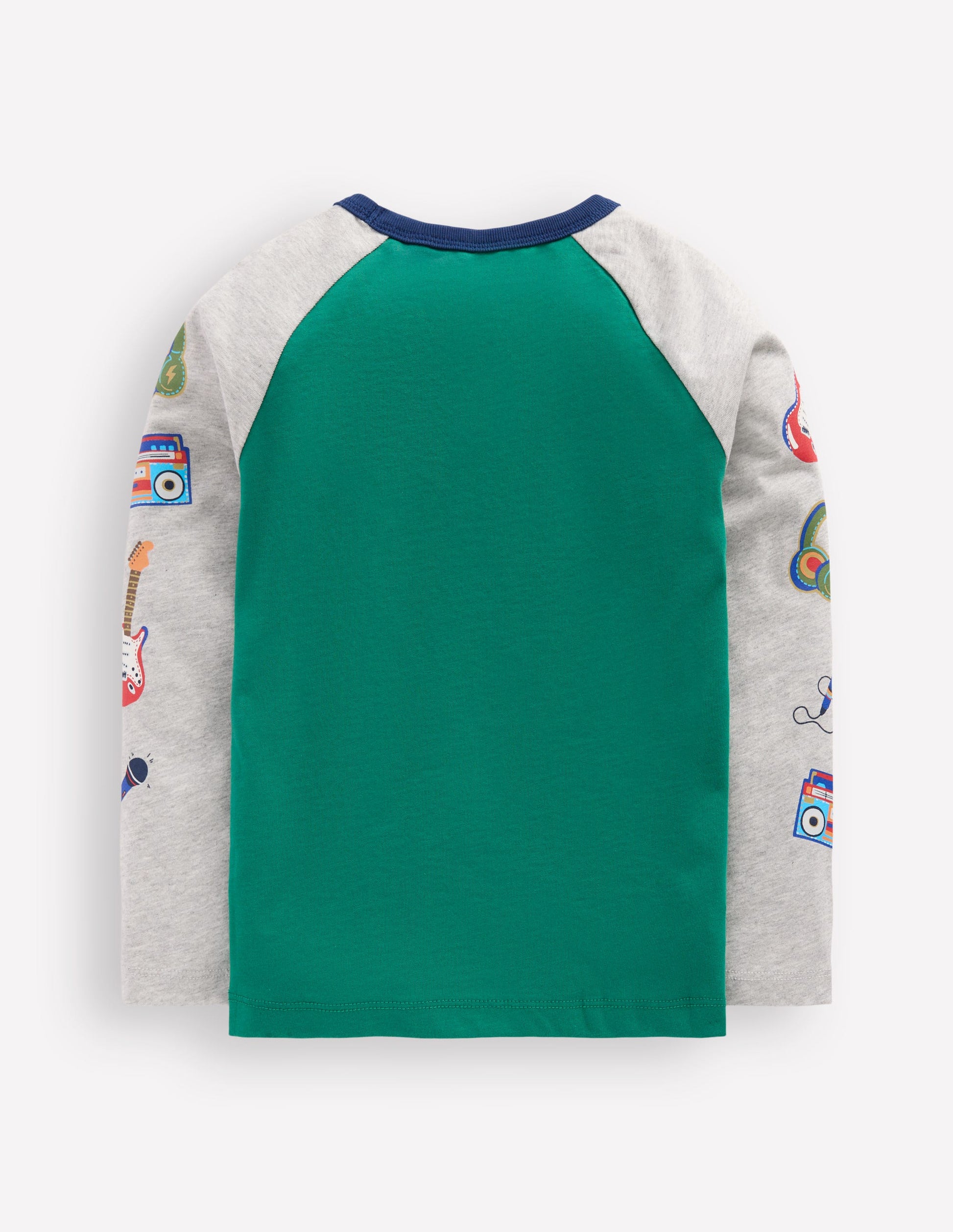 Printed Sleeve Raglan T-shirt-Green Weekend Print-2