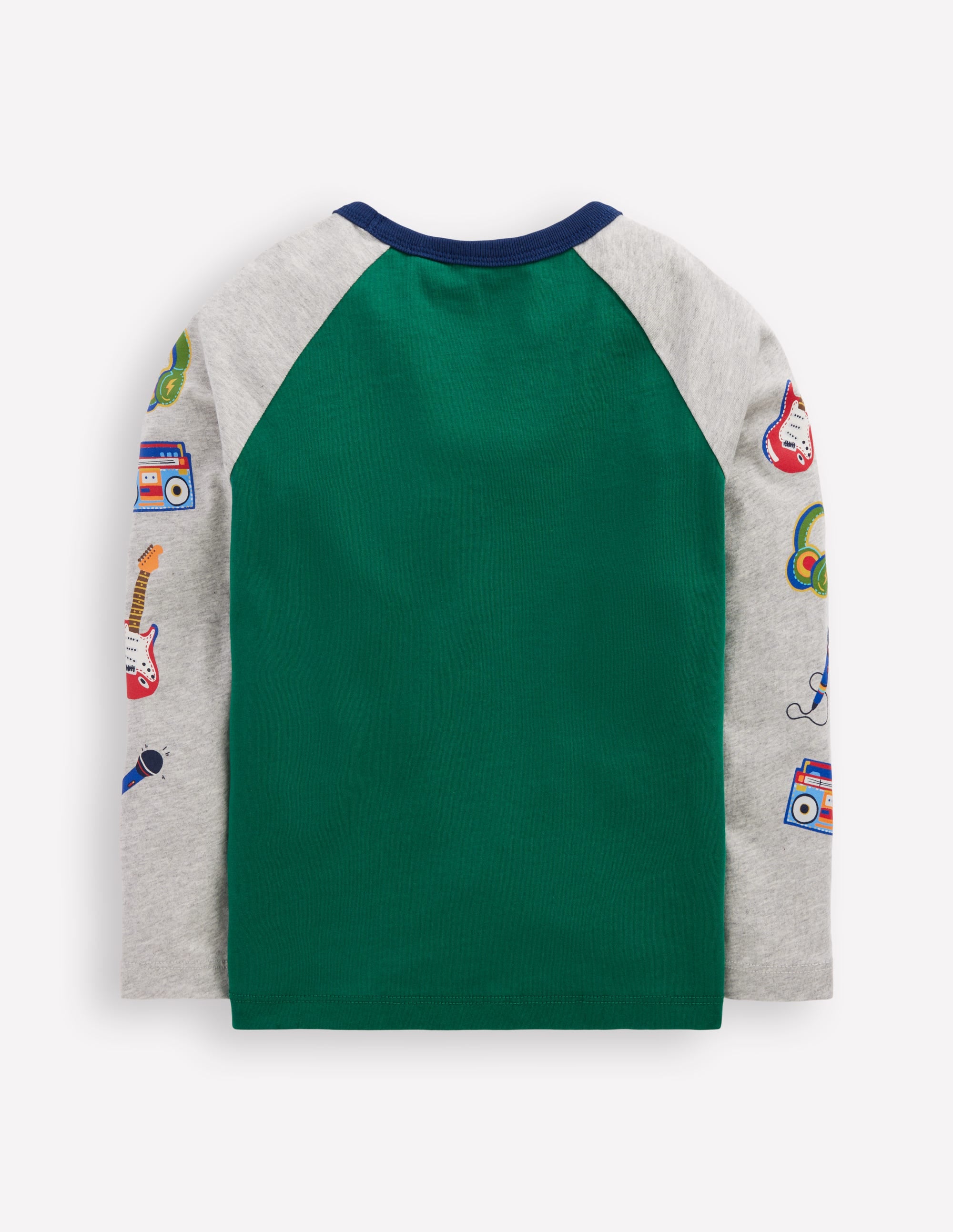 Printed Sleeve Raglan T-shirt-Green Weekend Print - Image 2