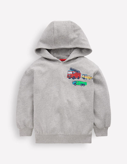 Front and Back Hoodie-Grey Marl Firetrucks-1