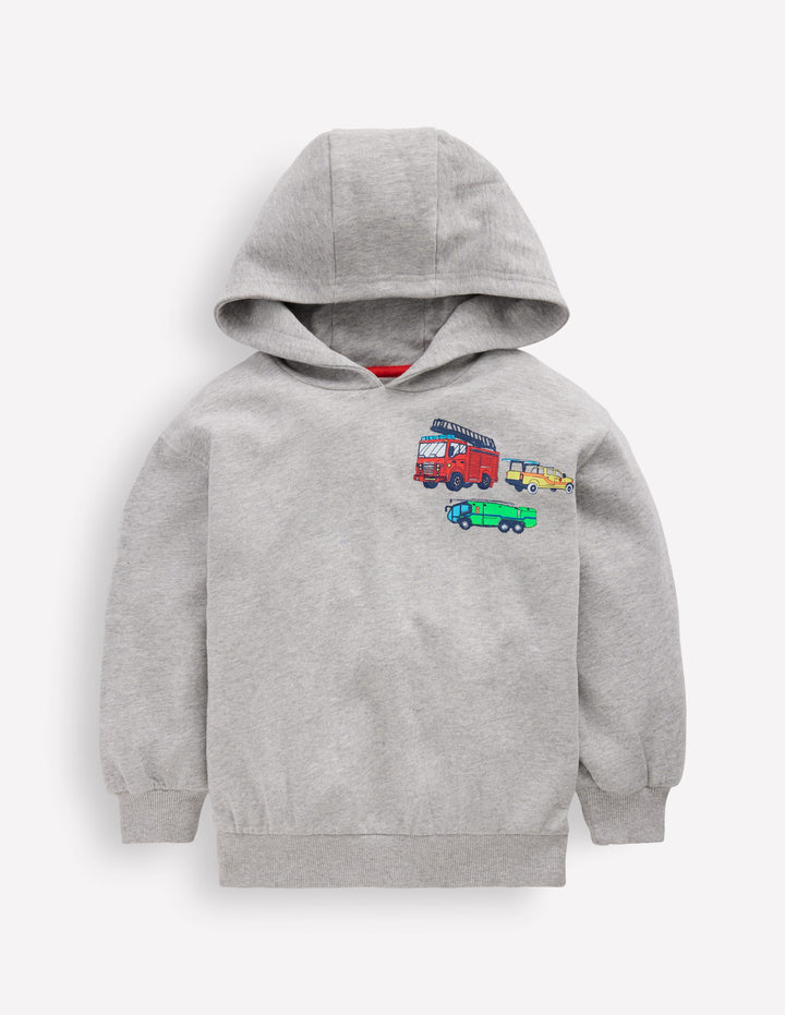 Front and Back Hoodie-Grey Marl Firetrucks