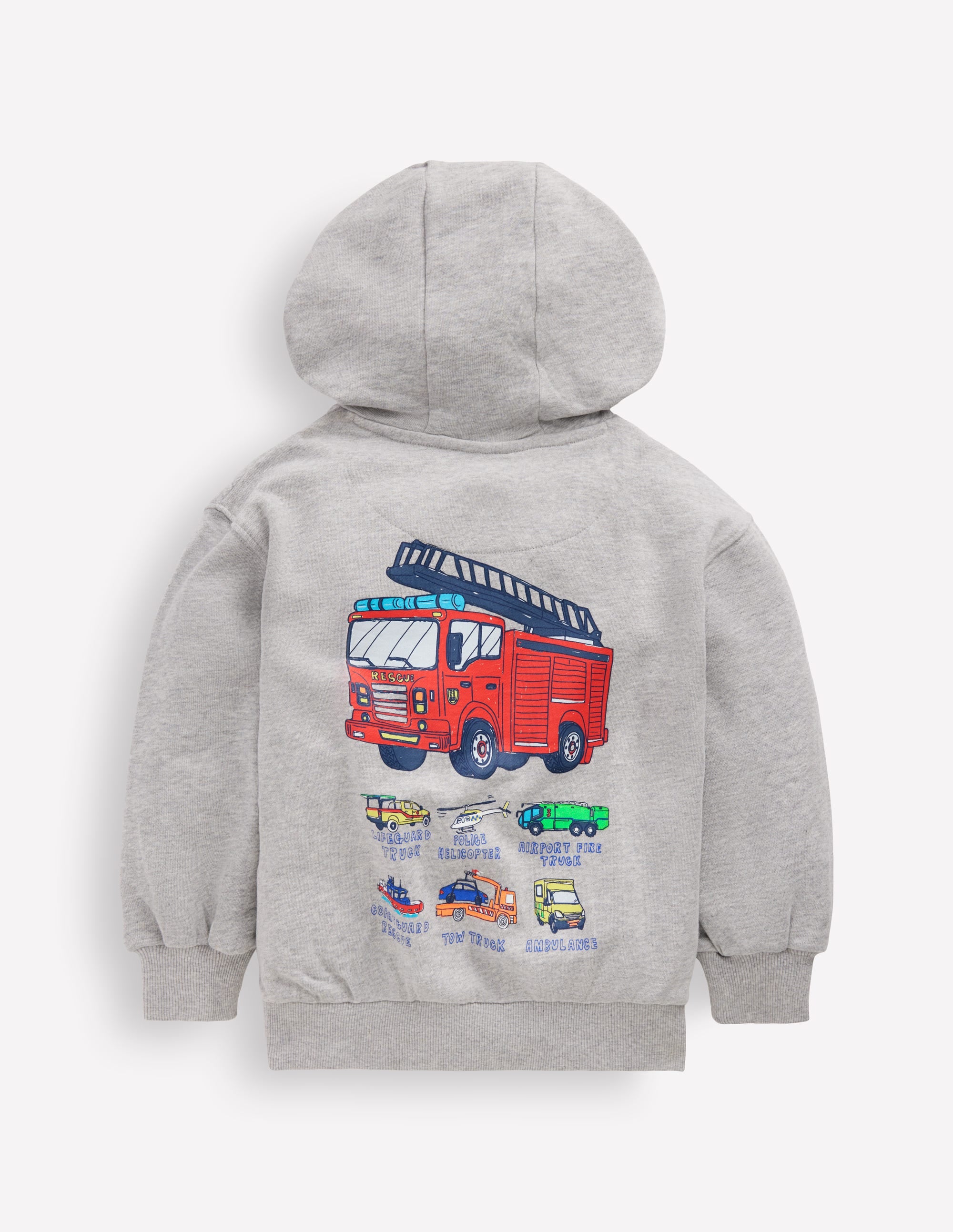Front and Back Hoodie-Grey Marl Firetrucks - Image 2