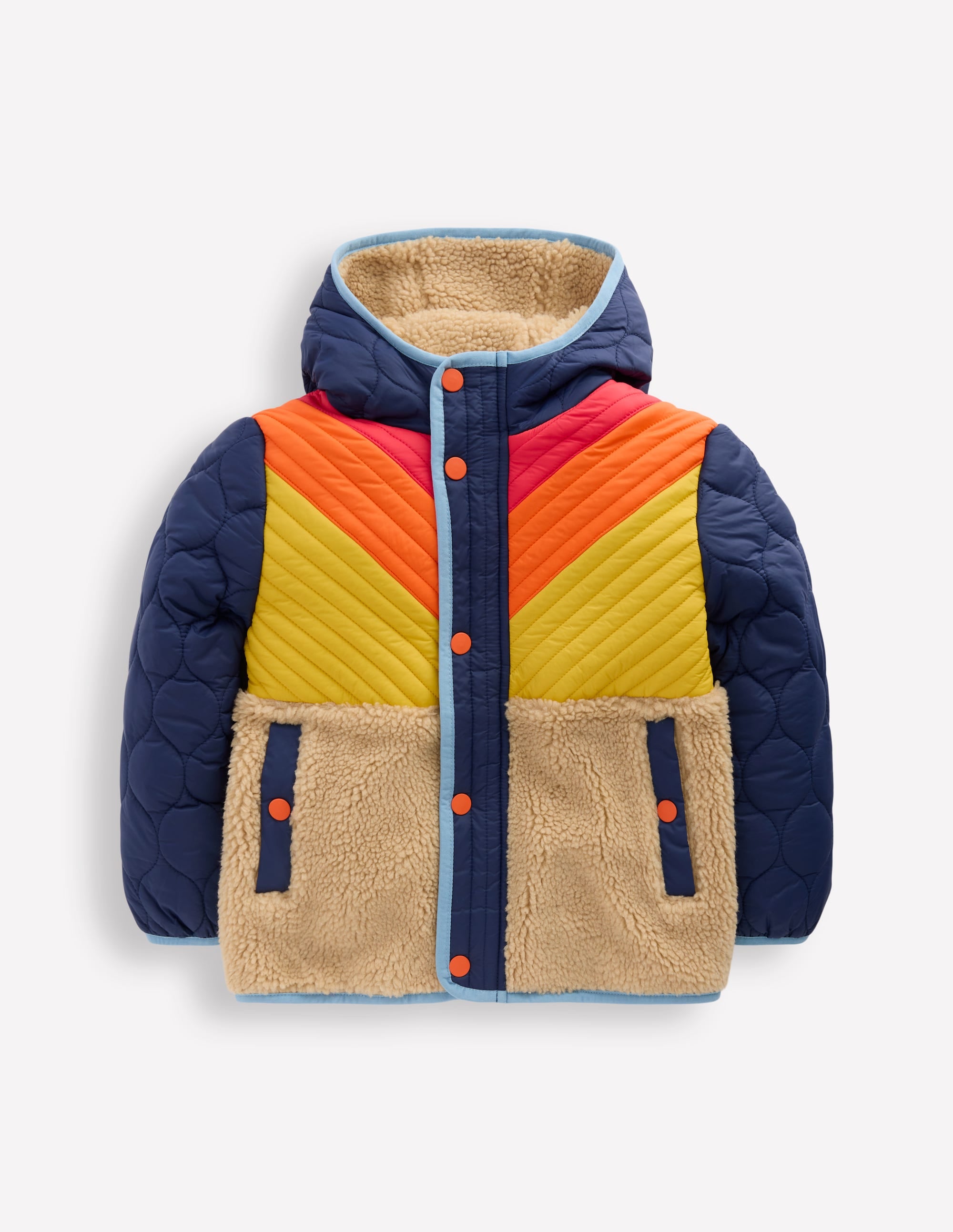 Chevron Borg Jacket-Orange Multi - Image 6