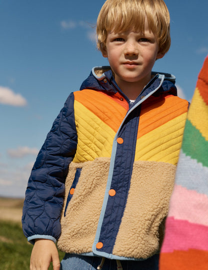 Chevron Borg Jacket-Orange Multi-1