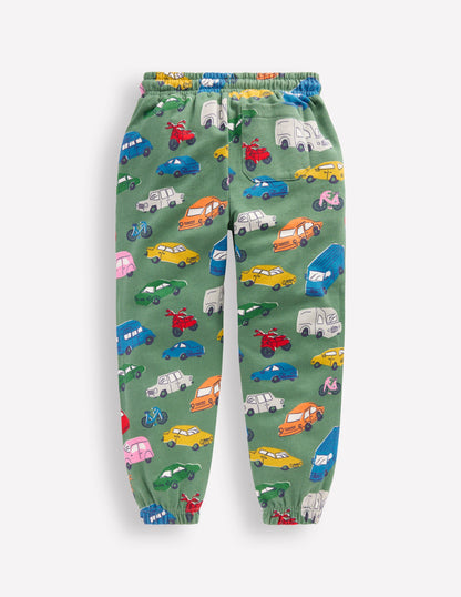 Relaxed Printed Joggers-Willow Green Traffic Jam-2