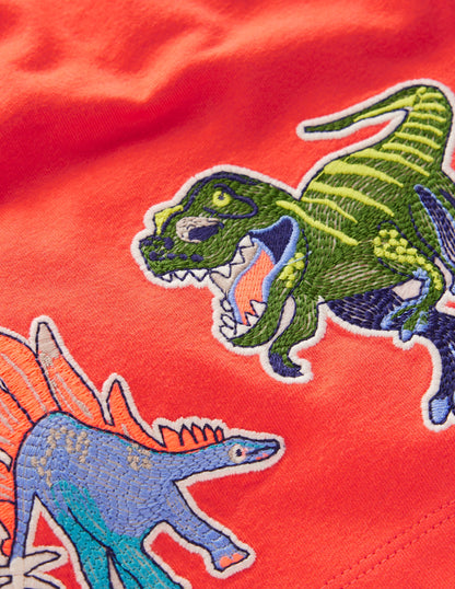 Badge T-Shirt-Coral Orange Dinos-3