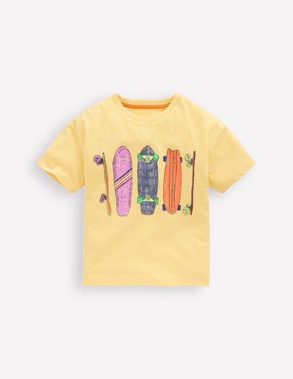 Washed Graphic T-shirt-Washed Yellow Skateboards-1