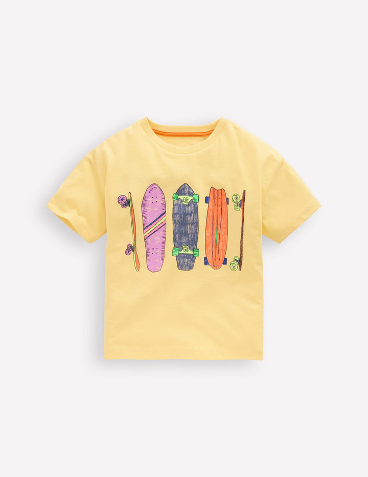 Washed Graphic T-shirt-Washed Yellow Skateboards
