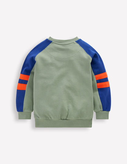 Colourblock Sleeve Sweatshirt-CHINOISE GREEN COLOURBLOCK-4