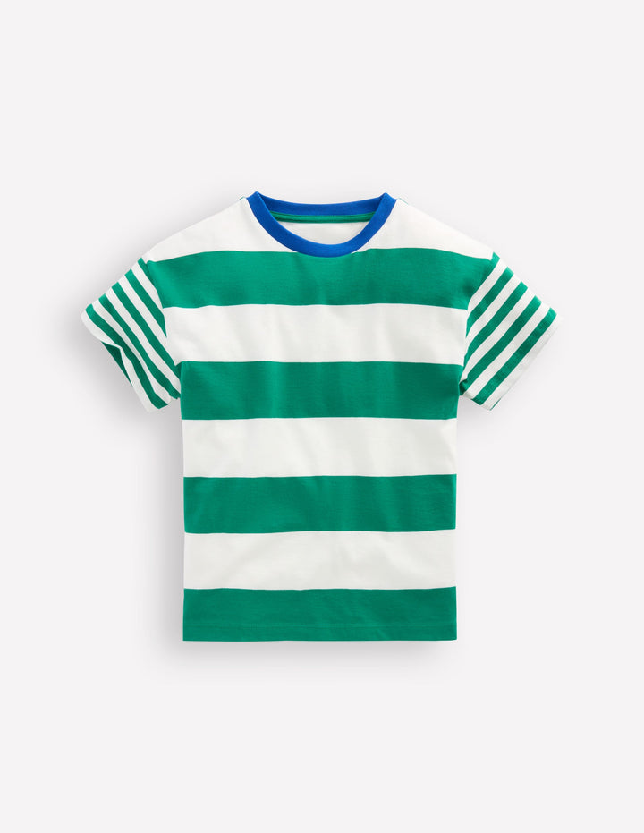 Relaxed Hotchpotch T-shirt-Jewel Green/Soft Ivory