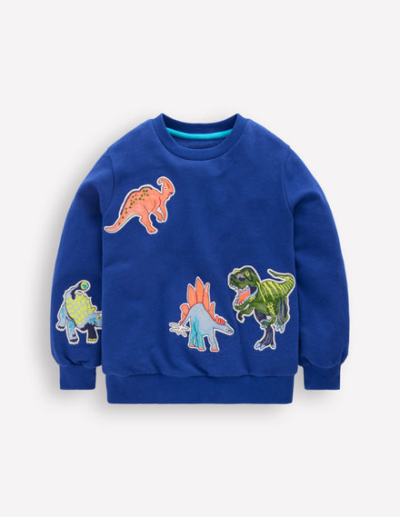 Badge Sweatshirt-Sapphire Blue Dinos