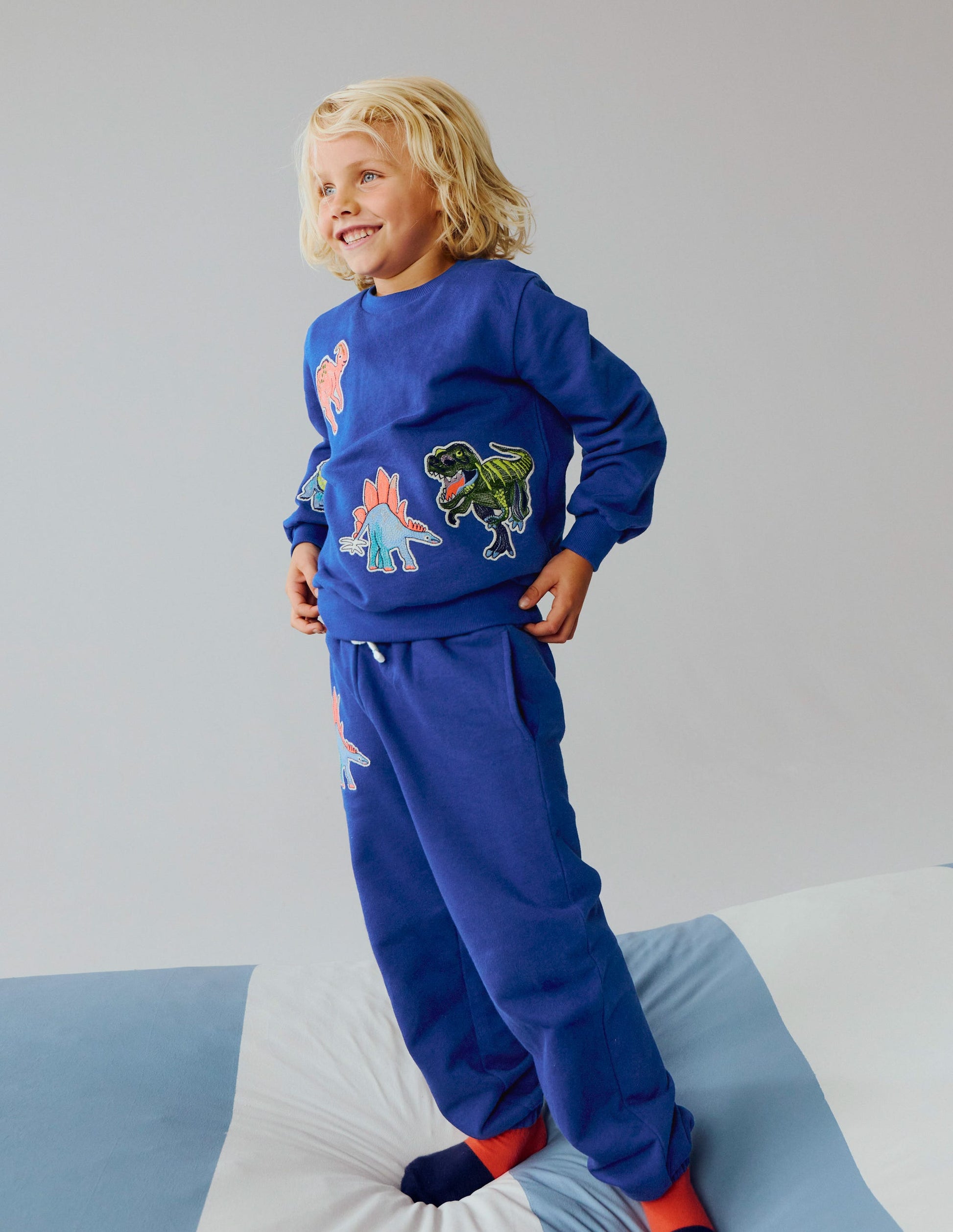 Badge Sweatshirt-Sapphire Blue Dinos-1