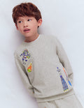 Badge Sweatshirt-Grey Marl Space
