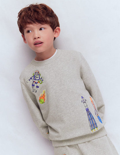 Badge Sweatshirt-GREY MARL-1