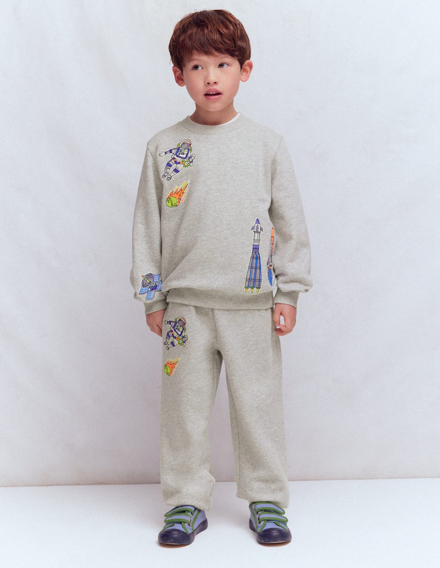 Badge Sweatshirt-GREY MARL