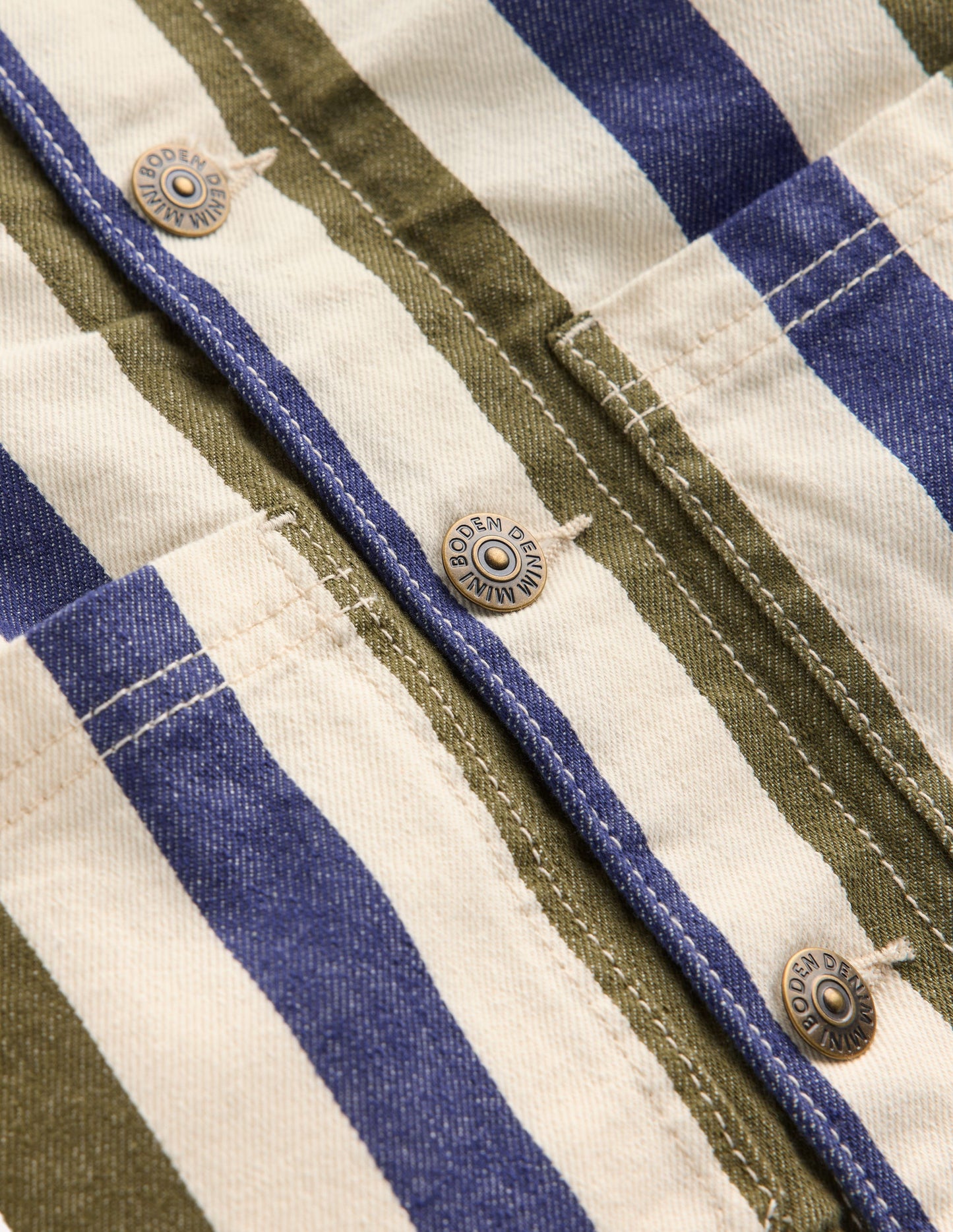 Canvas Chore Jacket-Blue and Green Stripe