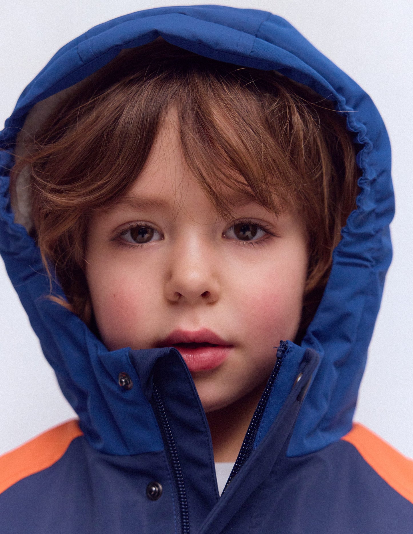 Boys Borg Lined Anorak-Orange Colour Block