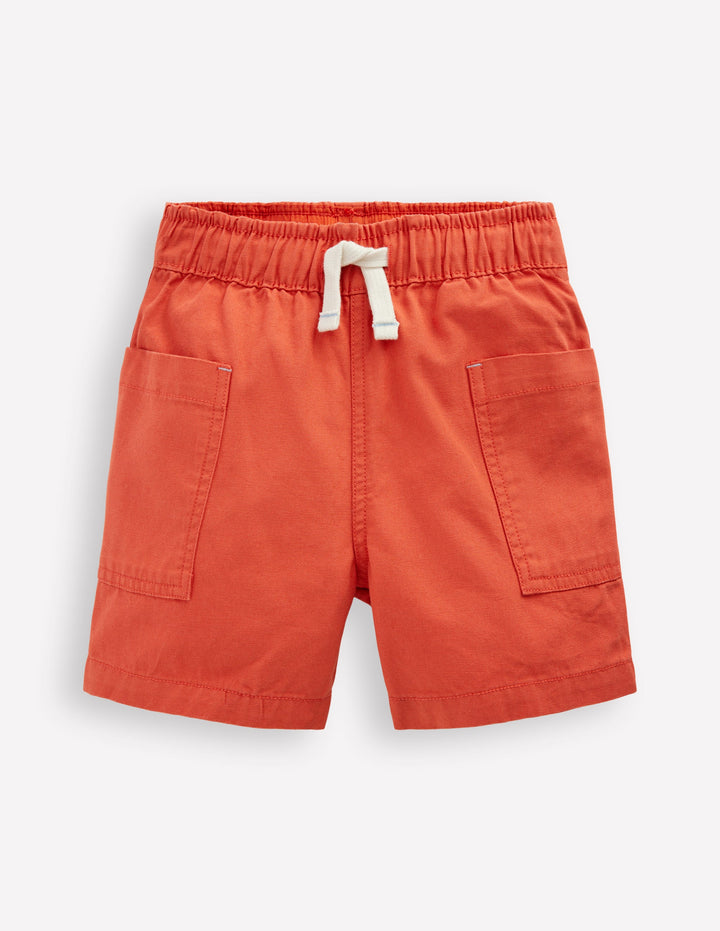 Cotton Pocket Shorts-Garnet Rose