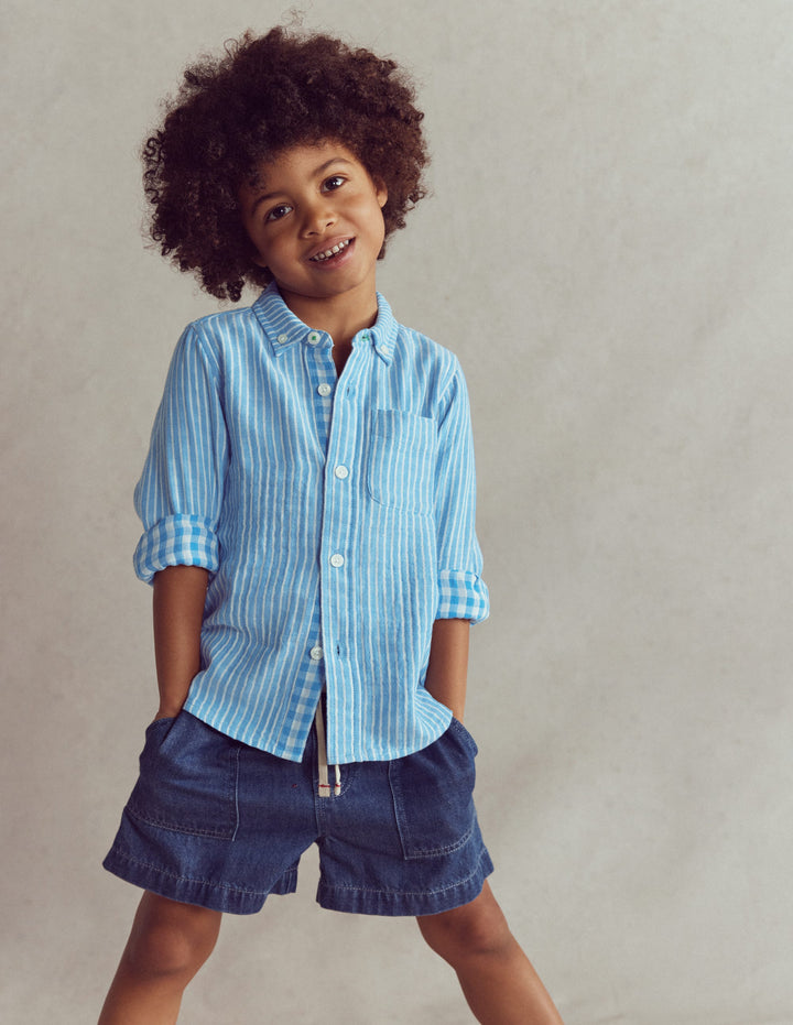 Soft Denim Shorts-Denim