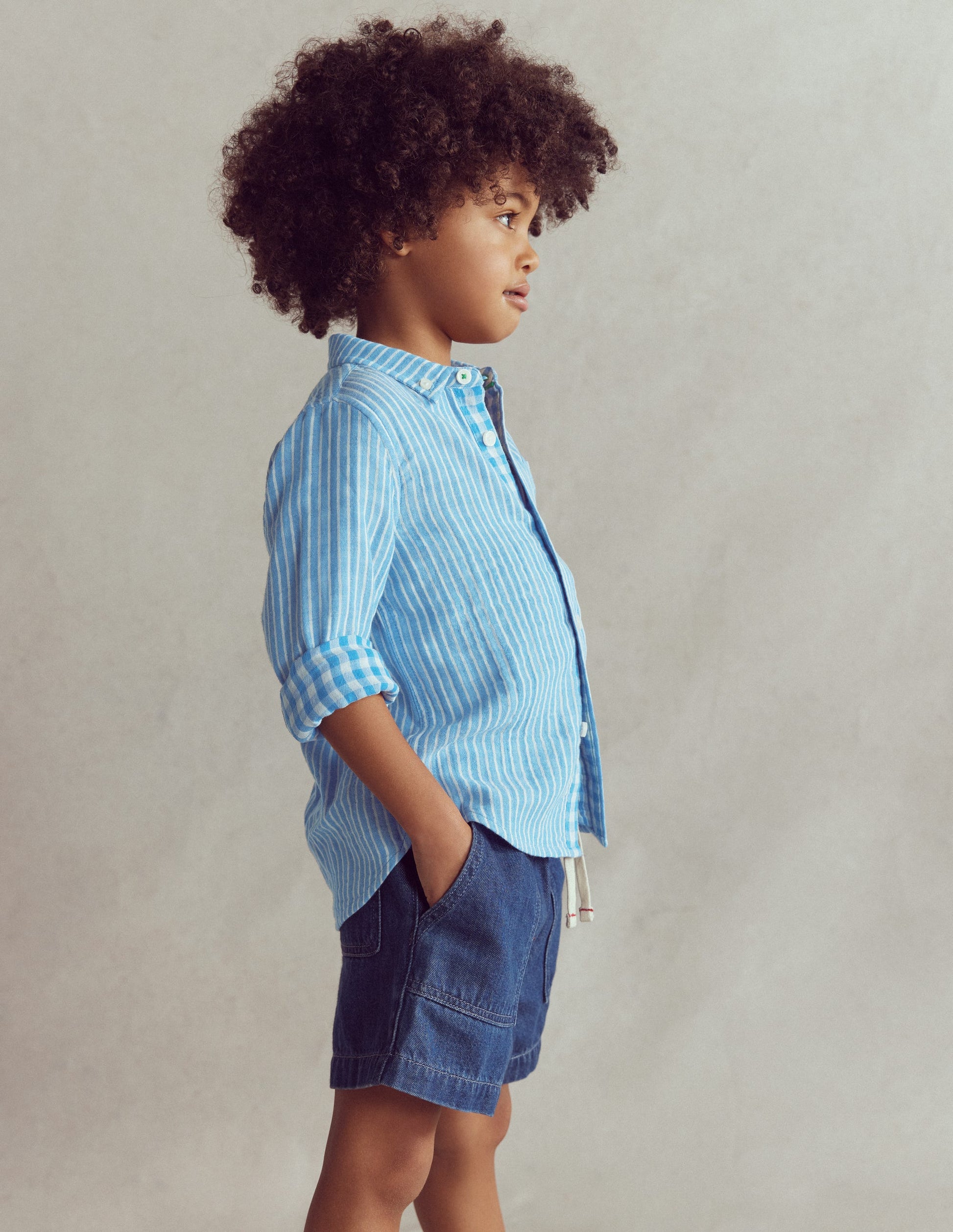 Soft Denim Shorts-Denim-2