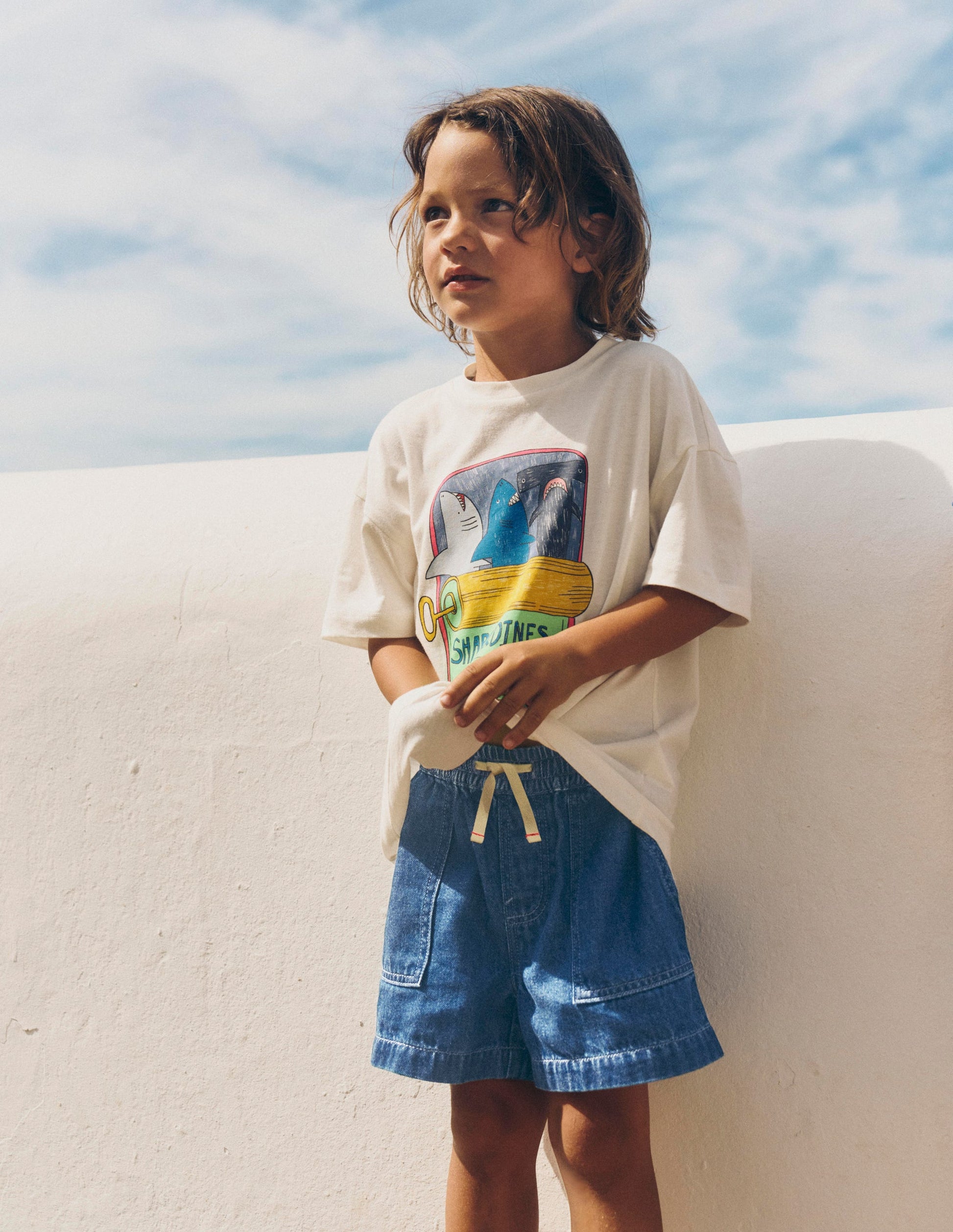 Soft Denim Shorts-Denim-7