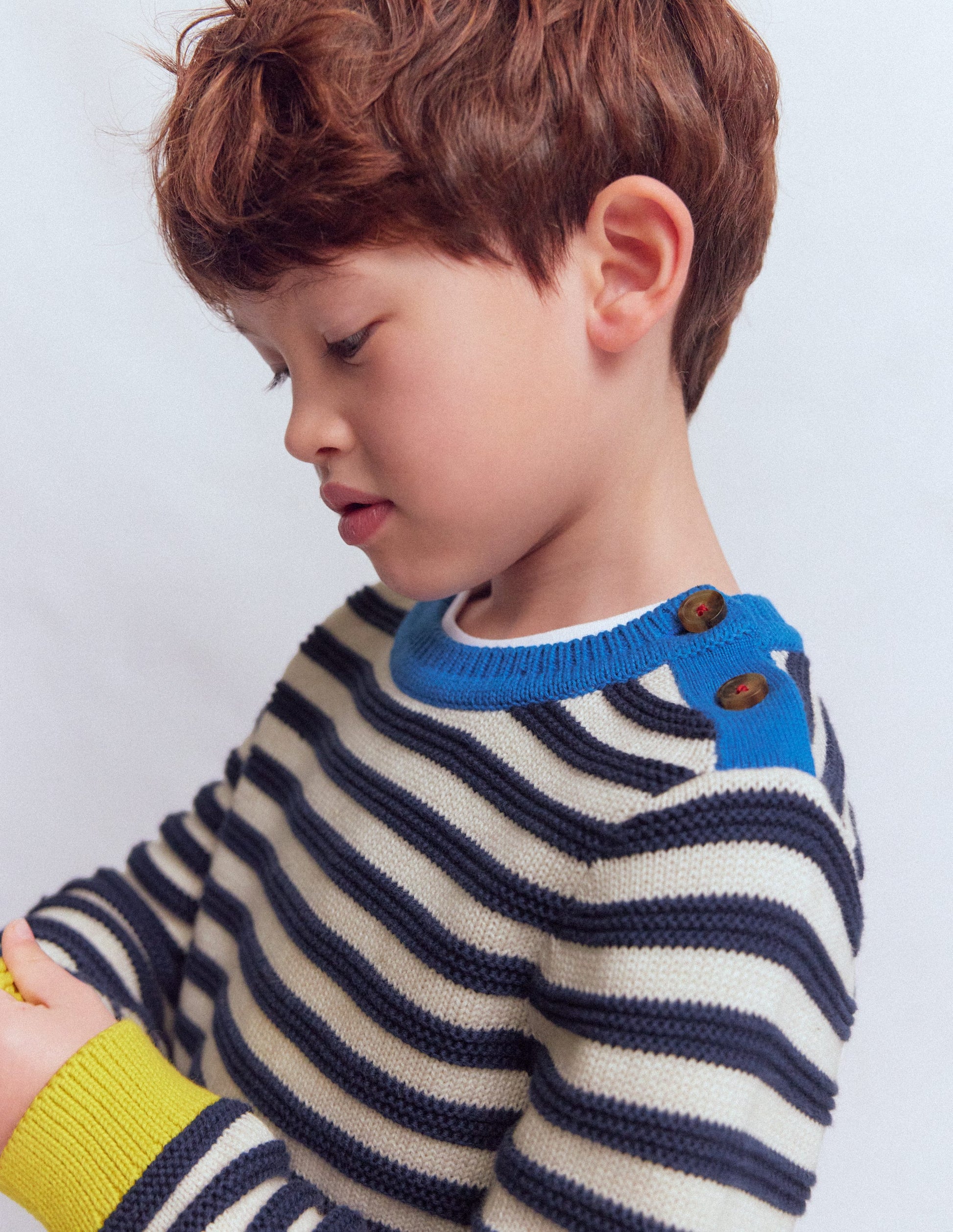 Chunky Jumper-Navy Marl and Ecru Stripe-2