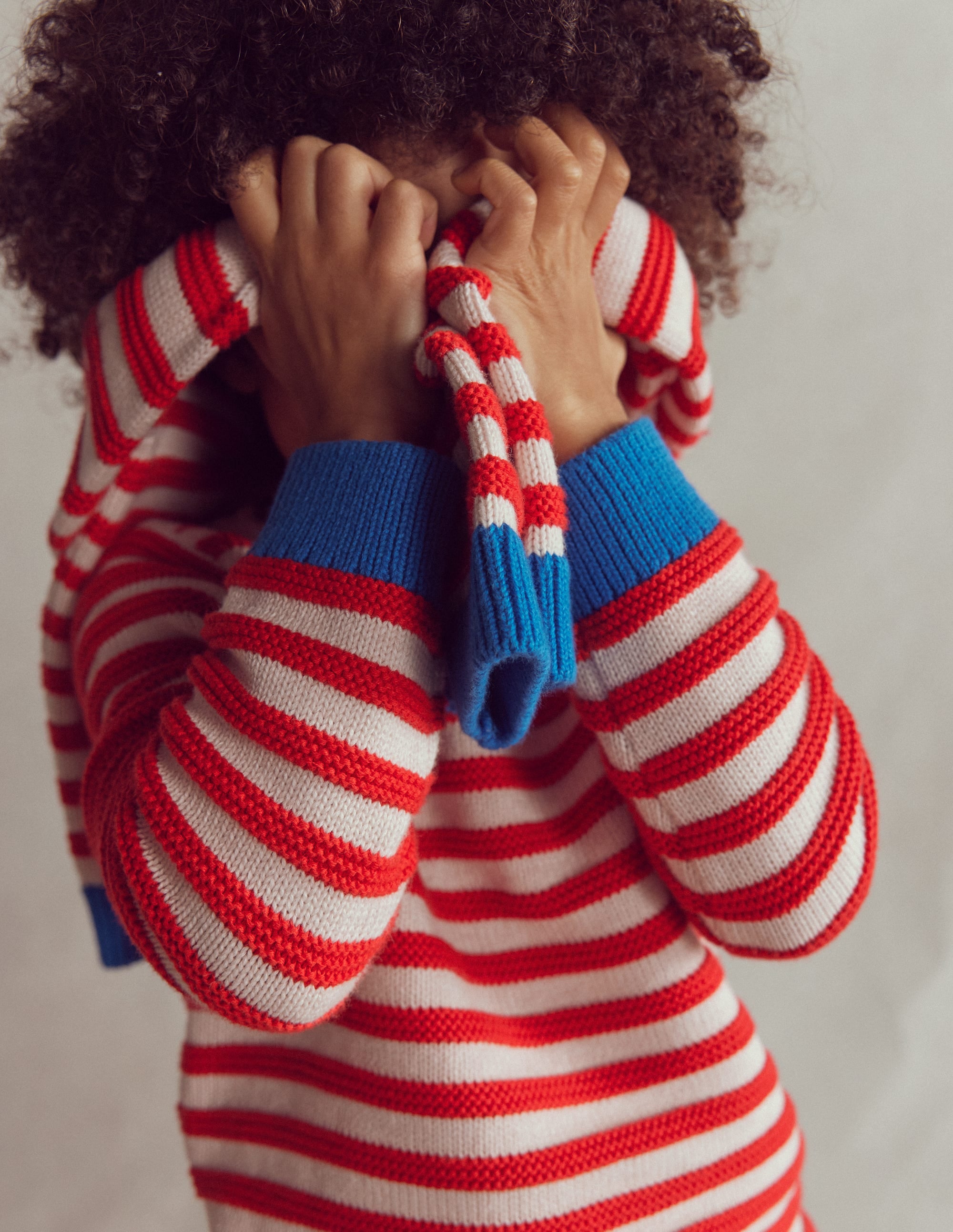 Chunky Jumper-High Risk Red/Ecru Marl Stripe - Image 2