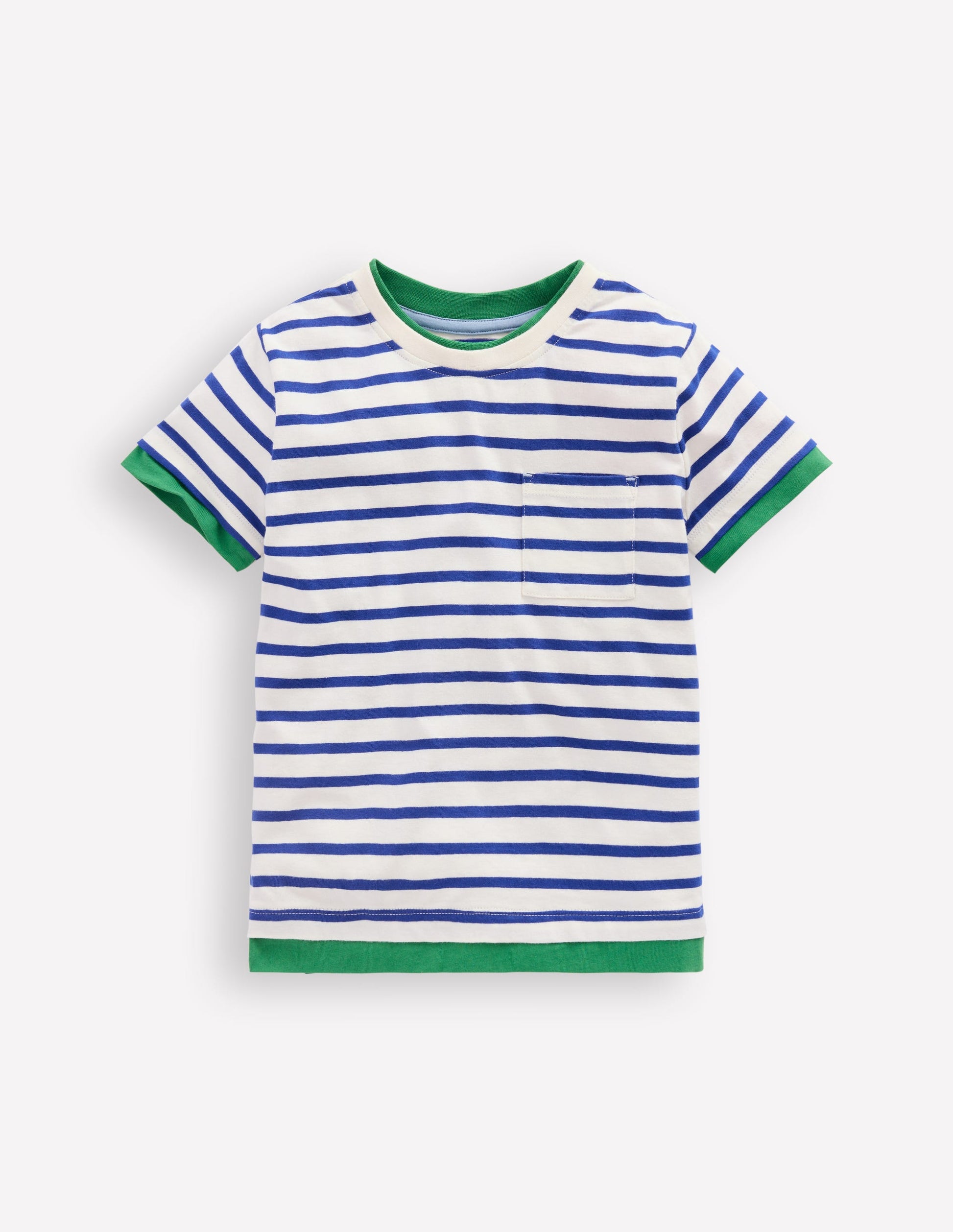 Double Layer T-shirt-Bright Blue/Ivory-1