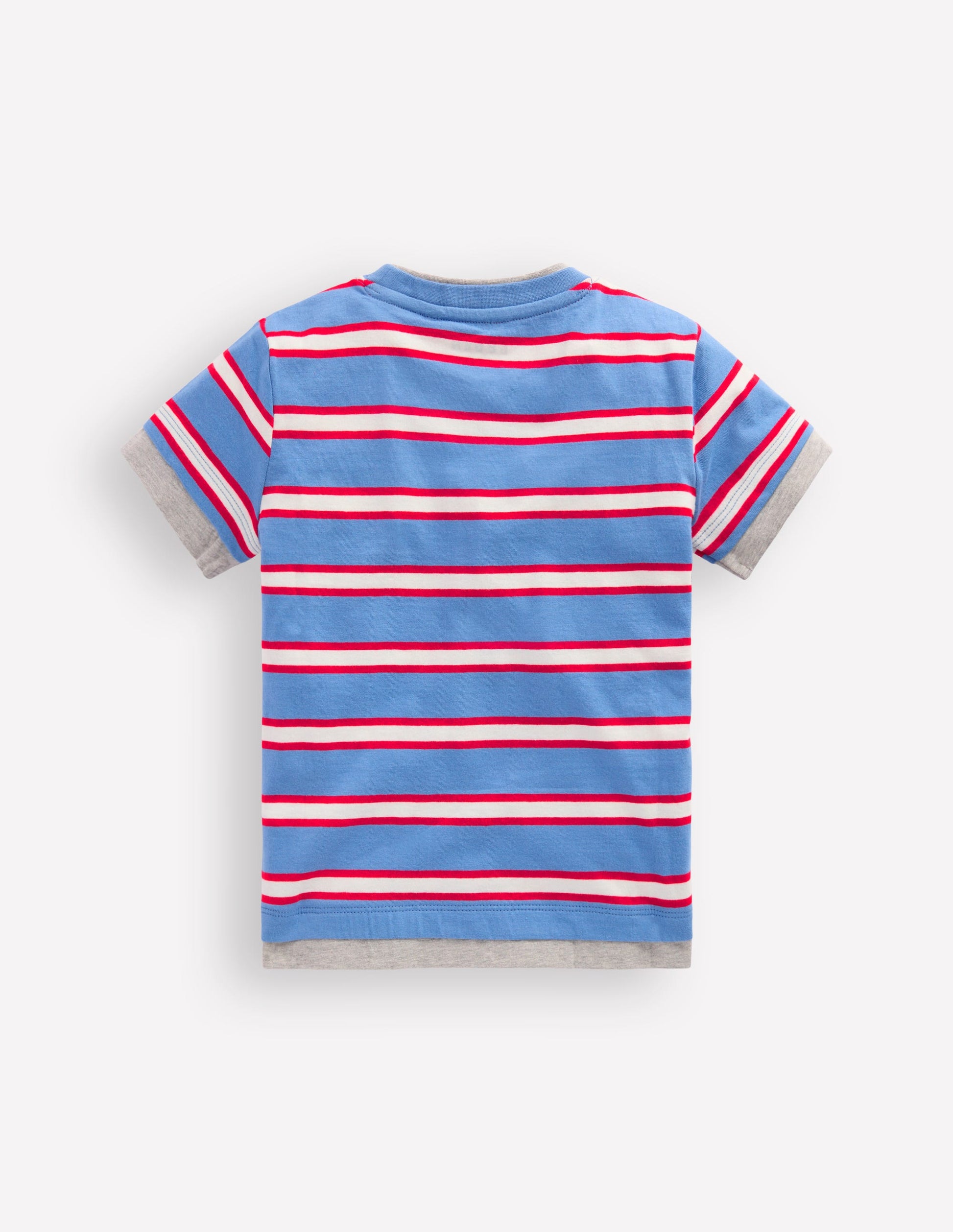 Layered Look T-shirt-Blue/Red-2