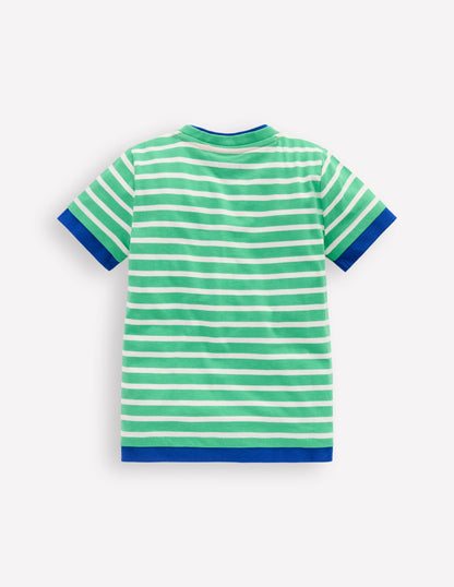 Double Layer T-shirt-Pea Green/Ivory-2