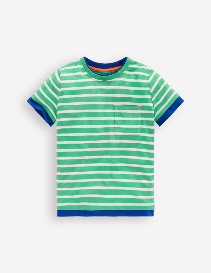 Double Layer T-shirt-Pea Green/Ivory