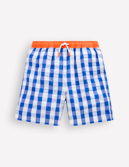 Swim Shorts-Blue Gingham-1