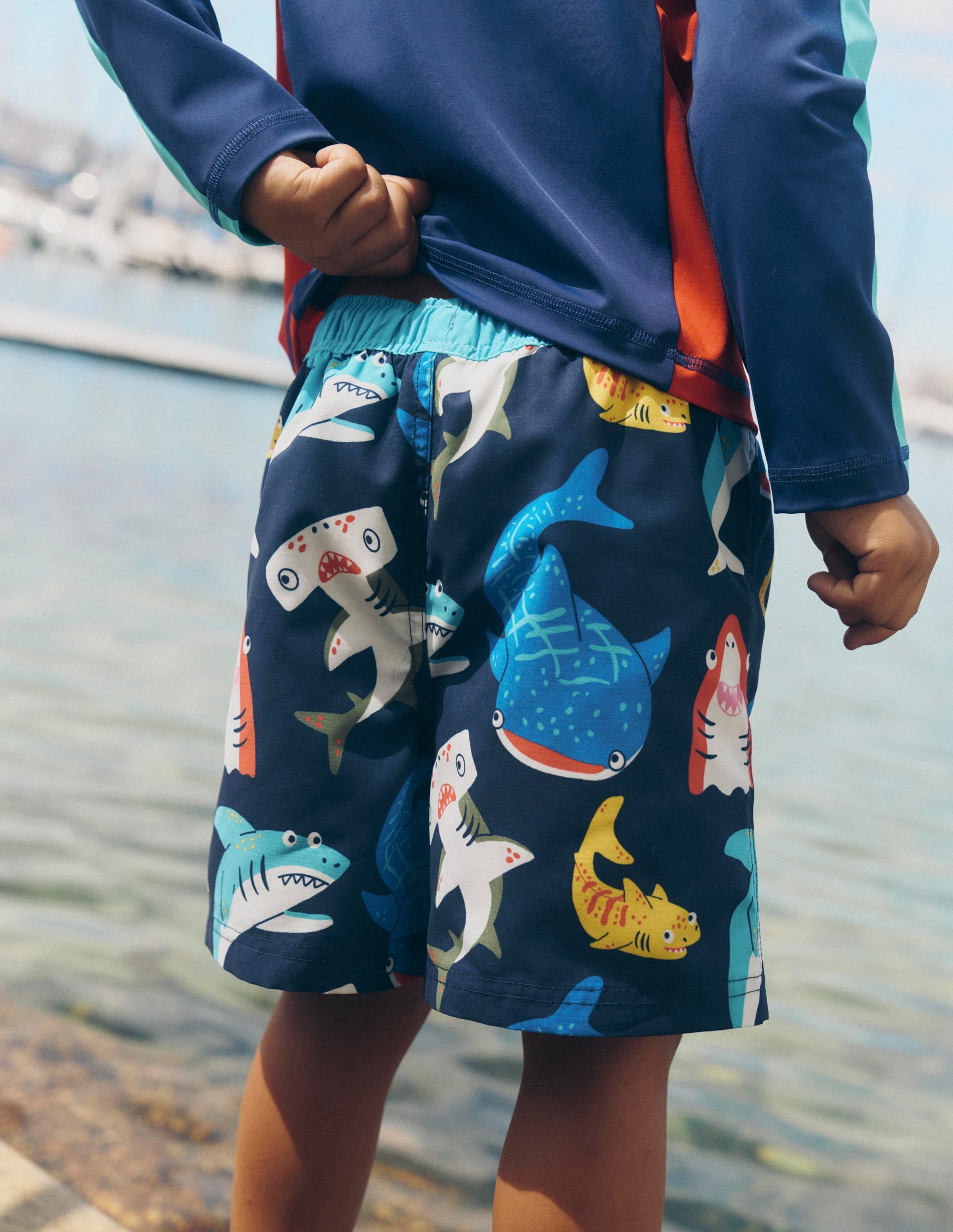 Swim Shorts-College Navy Sharks - Image 4