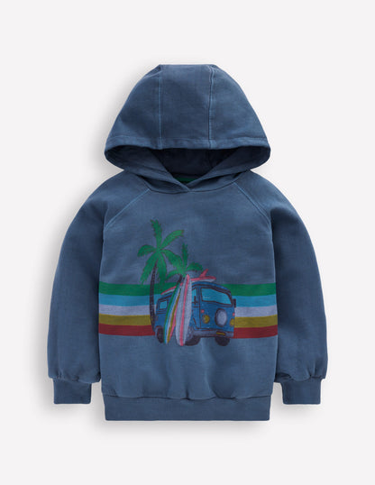 Garment Dye Graphic Hoodie-Holiday Car-2
