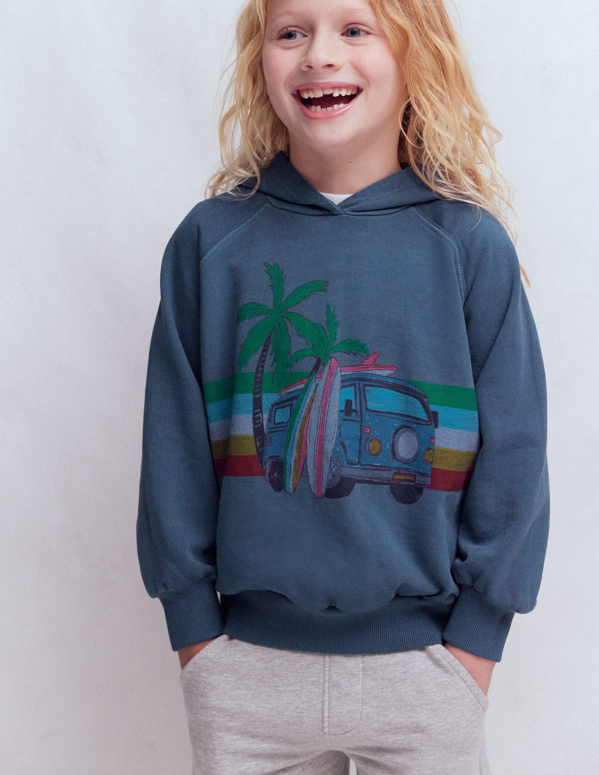 Garment Dye Graphic Hoodie-Holiday Car-1